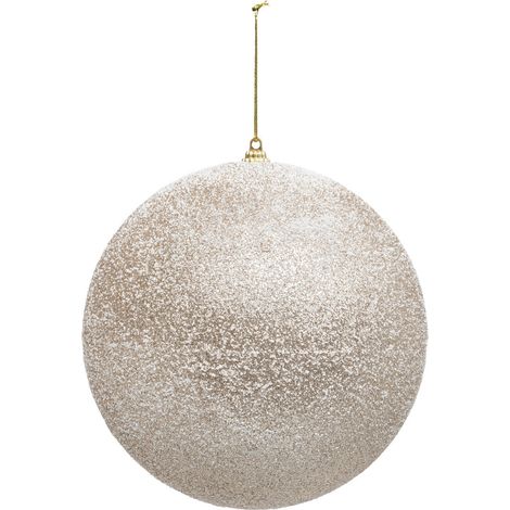 Déco Sapin Boule de Noël XL D 15 cm Beige enneigé - Feeric Christmas