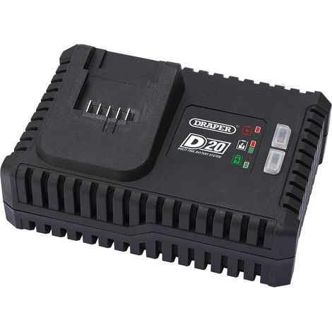 Draper 20V D20 Fast Battery Charger (55913) with 4A Fast Charging Capability for 20V Power Tools, Compatible with Draper D20 Brushless Impact Wrench (1/2" Square Drive, 250Nm), Includes Two 2.0Ah Batt (1/5)