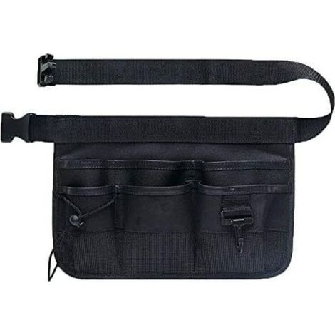 1x Ceintures porte-outils en Tissu Oxford, Pochette/Sacoches à Outils avec Multiples Poches, Ceinture Ajustable, Pour Jardin, Cour, Ferme et l'entrepôt, Noir, 34 23cm (1/5)