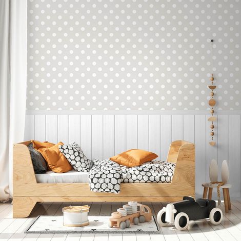 Fototapete Profhome 398062 heißgeprägte Vliestapete leicht strukturiert Kindertapete matt grau weiß seiden-grau 1,59 m x 2,8 m