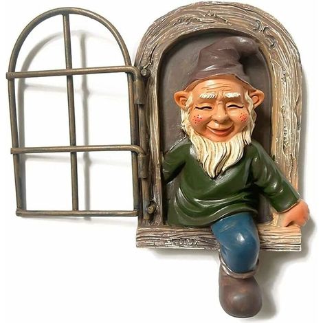 Green Mobility-Décoratif de jardin Sculpture de Nain de Jardin, 3D résine Statue Ornements d'arbre, Accessoires de Jardinage de Statue de Figure Mignonne pour intérieur et extérieur,15 cm de Haut (1/4)