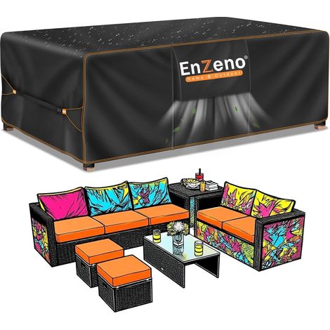 Housse Salon de Jardin Exterieur,Housse Table de Jardin Imperméable,420D Tissu Oxford ,Bache Protection pour Meubles avec évent(200x160x74cm) (1/5)