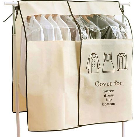 Protective Cover Clothes Covers 120 × 120cm Beige Anti-Dust Cover Protection Universal Clothes Garment Covers for Clothes Rail (1/5)