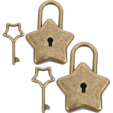 Stern Vorhängeschloss aus Metall 2 Sets mit Schlüsseln Mini