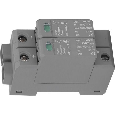 Dispositif de protection contre les surtensions photovoltaïques bipolaire, parafoudre, protecteur 20-40 kA 1000 V CC (1/5)