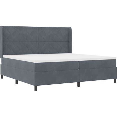Cama tipo Box Spring Gris oscuro 200 x 200 cm Terciopelo vidaXL (1/5)