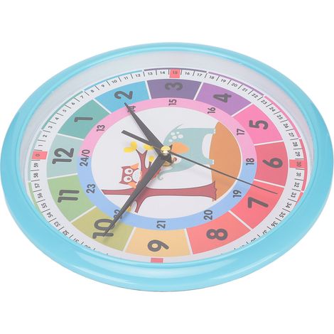 Wanduhr aus Kunststoff, bunte Cartoon-Uhr mit Quarzwerk, Lernuhr zum Aufhängen für Kinderzimmer/Klassenzimmer, Blau (1/5)
