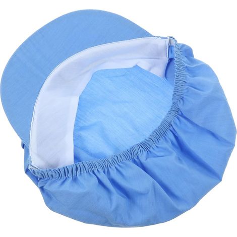 Toque de chef, bonnet de travail en coton bleu respirant pour la cuisine (1/5)