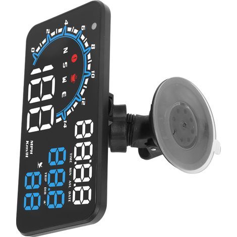 GPS-Tachometer, Geschwindigkeitsalarm, Müdigkeitswarner, robuster HD-Bildschirm, Head-up-Display (HUD), universell für Autos, blau und weiß. (1/5)