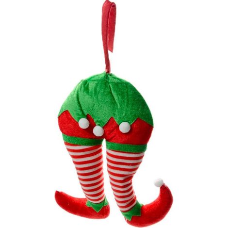 TrAdE Shop Traesio - Decorazioni Di Natale Gambe Elfo Righe Addobbo Per Albero Di Natale Dim. 30x40h - (1/2)