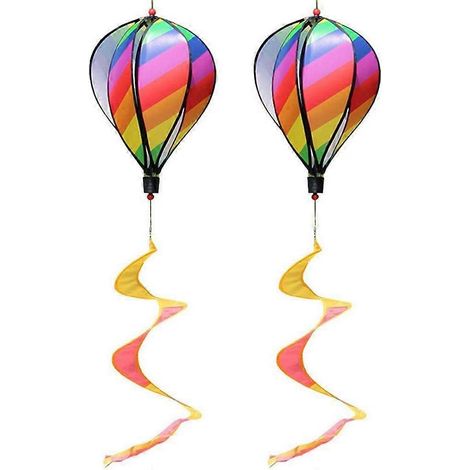 Lot de 2 girouettes à ballons rayées, décoration de jardin, moulin à vent en spirale (1/5)