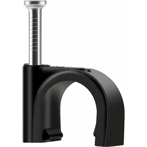 Clips de câble noirs avec clous en acier de 6 mm - Résistants au mur - Noirs.--Lefou (1/5)