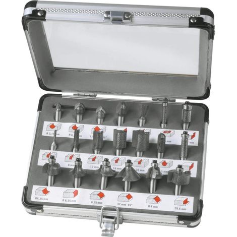 Ferm – Fraise pour défonceuse 8mm PRA1008 – Lot de 20 pièces – Pointe en carbure de tungstène – Pour bois dur et teck – Coupe nette sans éclat (1/6)
