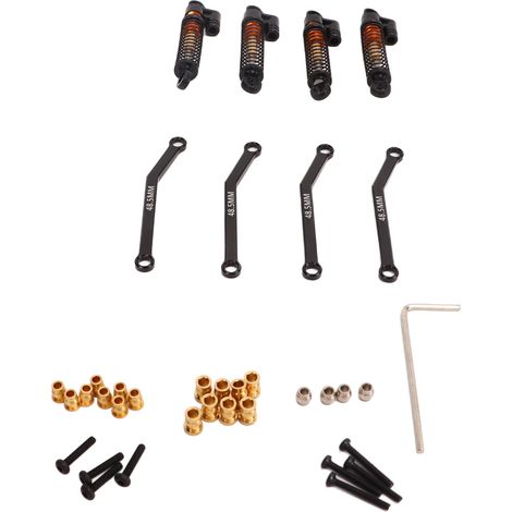 Amortisseur RC fileté télescopique avec tige de traction coudée pour voiture crawler FMS FCX24 1/18 1/24, amortisseur noir de précision, kit de suspension réglable. (1/5)