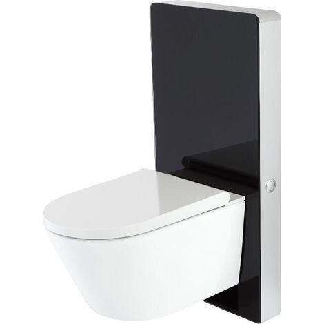 Milano Arca 483mm Bathroom Toilet WC Unit with Wall Hung Japanese Bidet Pan Cistern and Seat - Black WC Unit (1/5)