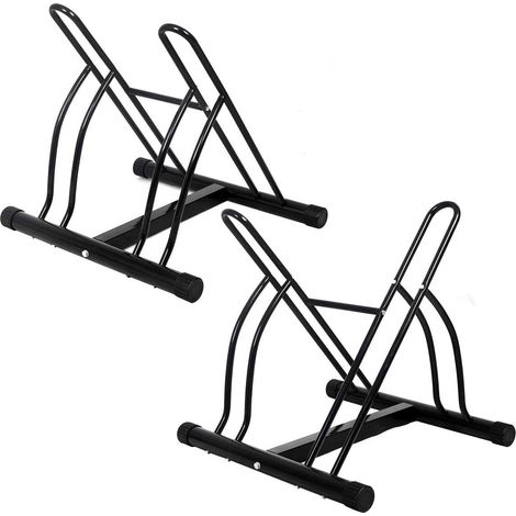 Râtelier pour 2 vélos 60 x 53 x 56 cm support stable en métal chromé usage intérieur extérieur en acier noir