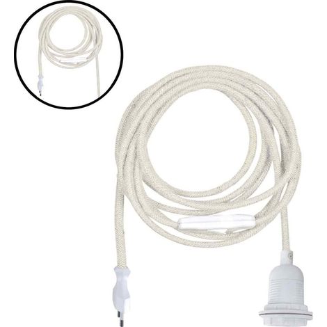 Suspension Douille E27 avec cordon coloris coton et prise de