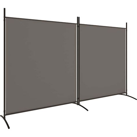 Biombo divisor de 2 paneles de tela gris antracita 348x180 cm vidaXL