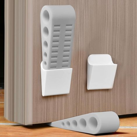 Arrêts de Porte pour le Sol, 2 Pièces Cale Porte Caoutchouc souple, Antidérapant stop porte, bloque porte résistante, Butée de Portesol pour Toutes les Surfaces, Hauteur réglable - gris (1/5)