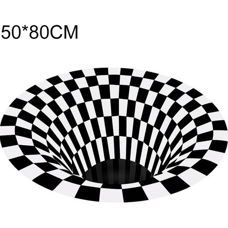 Tapis à effet vortex 3D imprimé, idéal pour chambre, salon ou bureau, 50 x 80 cm, rond. (1/4)