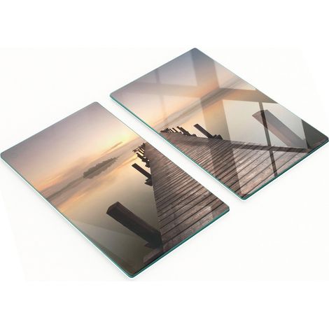 Tablas de vidrio decorativas multifuncionales para cocina, dise帽o de muelle de lago, 2x30x52 cm.