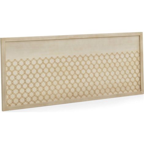 Tête de lit bois marfil sculptée motif géométrique or vieilli - marfil doré sculpté bois clair (1/3)