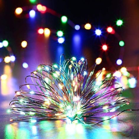[2er-Pack] Geemoo 15 m 150 LED Solar-Lichterkette für den Außenbereich mit Kupferdraht für Weihnachten mit 8 Modi für die Außendekoration, Garten, Bäume usw. (Mehrfarbig) (1/3)