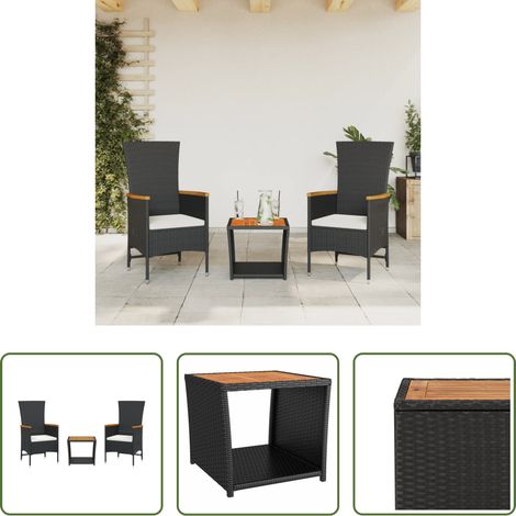 Chaise de jardin - Ensemble à manger de jardin avec coussins 3 pcs Noir (1/5)