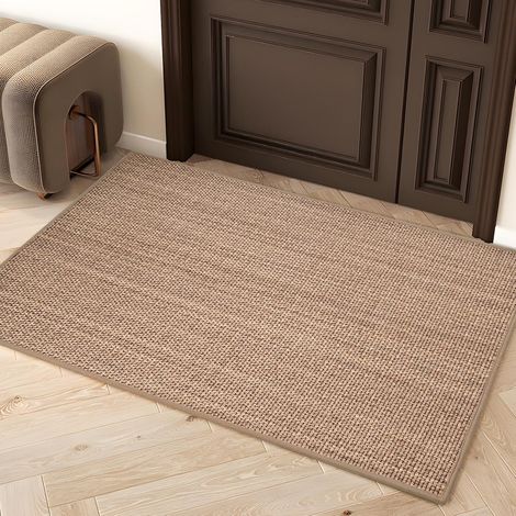 Tapis de Cuisine Lavable 60 x 90 cm, Tissu Antidérapant Résistant, Jute, Sol en Caoutchouc (Beige) (1/5)