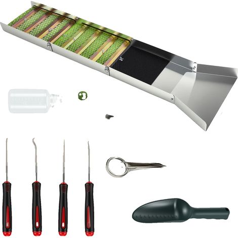 Kit per la ricerca dell'oro, scatola di ruscello portatile pieghevole, 17 strumenti essenziali, Argento (1/2)