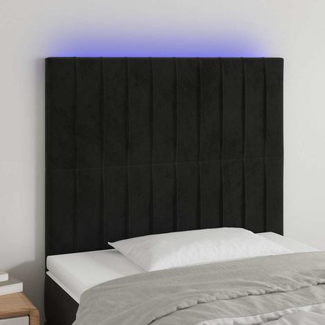 vidaXL Cabecero con luces LED terciopelo negro 100x5x118/128 cm (1/5)
