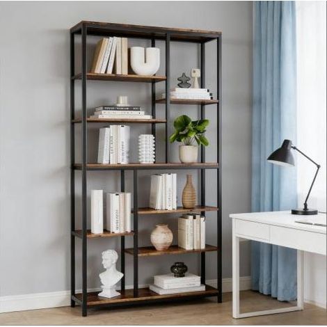 Meuble rangement bibliothèque haute 100 cm métal OKMYHOME (1/5)