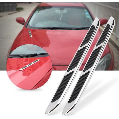 2 pièces Prises d'air latérales de capot auto, Décorations de calandre, Autocollants de garniture extérieure pour voiture (1/5)