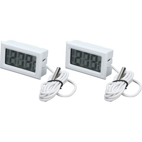 Lot de 2 thermomètres électroniques numériques avec sonde, rafraîchissement en 2 secondes, blanc (1/5)