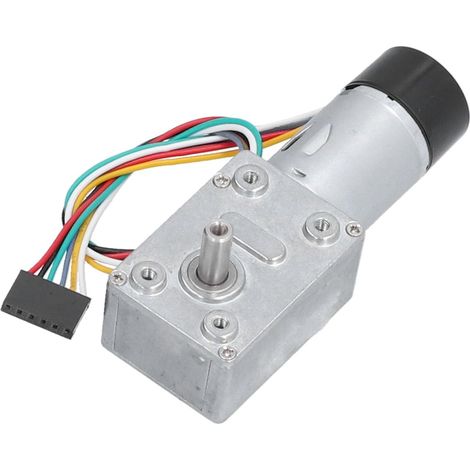 Worm Gear Motor With Encoder 24V Dc Encoder Reduction Motor With Single Shaft Self-locking (10 RPM), Gearmotor 10rpm, self-locking, robotic, automation, accurate positioning, speed reduction (1/5)