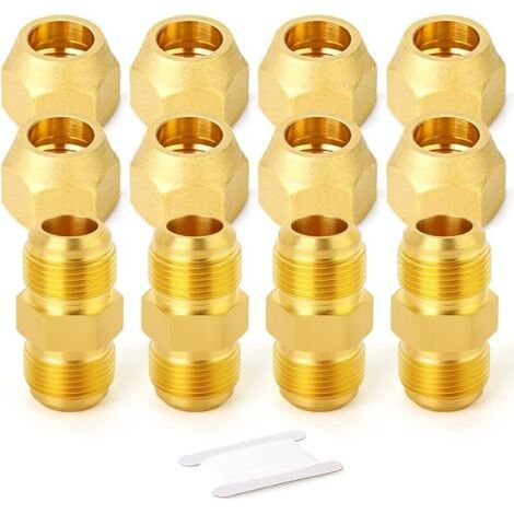 Pair 4Packs Métals Raccord de tube en laiton, demi-union avec écrou Flare, 3/8 \"Flare x 3/8\" Raccords de tuyaux mâles Flare (1/5)