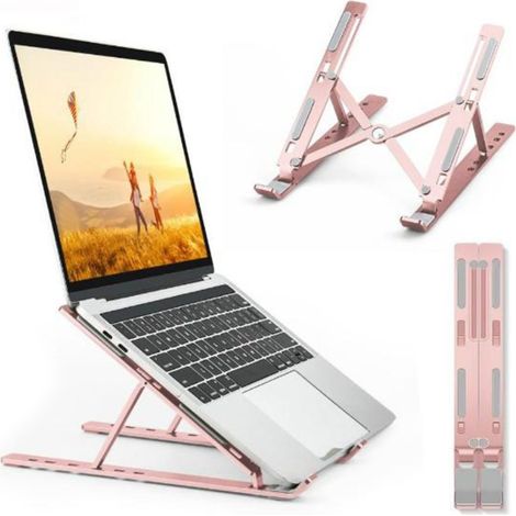 Supporto Portatile per PC Rosa Tablet Computer Base Pieghevole Regolabile (1/4)