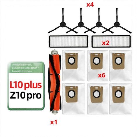 Accessoire pour aspirateurs robots Bot Z10 Pro, L10 Plus et D10 Plus : brosse latérale, filtre et sac à poussière. (1/5)