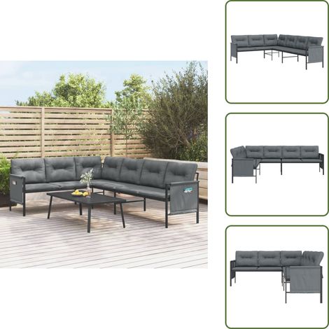 Copertura impermeabile - vidaXL Divano Angolare da Giardino Antracite in Acciaio e Textilene - Divano da giardino antracite
