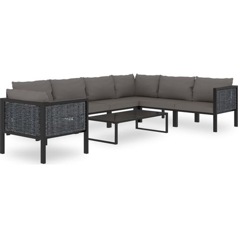 8-tlg. Garten-Lounge-Set mit Auflagen Poly Rattan Anthrazit