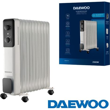 Radiador de aceite daewoo 11 elementos 2500w - 3 niveles - blanco/negro