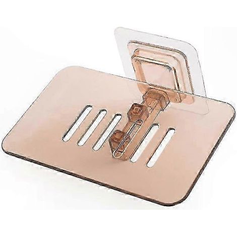 Porte-savon double couche avec porte-éponge mural, accessoire de salle de bain auto-adhésif, sans perçage. (1/5)