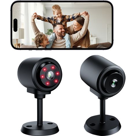 Caméra de surveillance WiFi HD C1 – vision nocturne infrarouge HD, détection de mouvement, stockage 128Go, intérieur et extérieur,1pcs (1/5)
