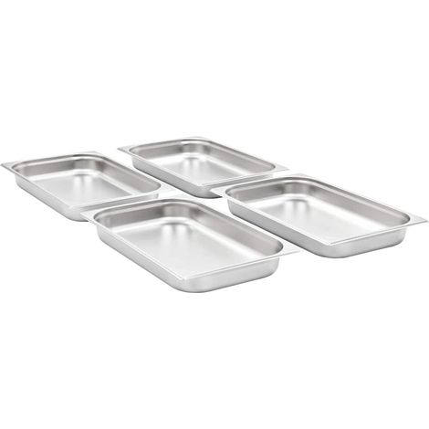 vidaXL Bandejas Gastronorm 4 unidades GN 1/1 65 mm acero inoxidable (1/2)