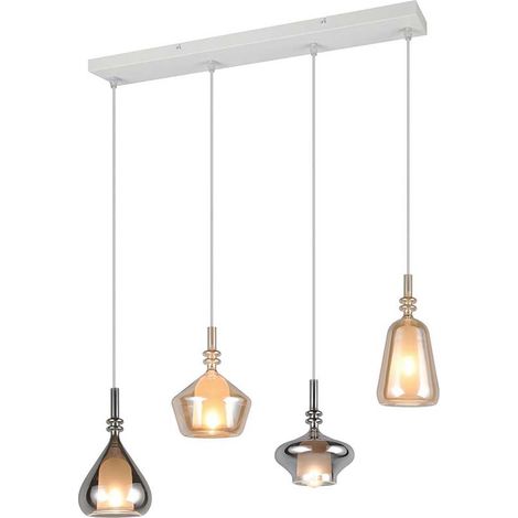 Hängelampe Pendelleuchte Deckenleuchte Metall weiß E14 4-flammig H 200cm (1/5)