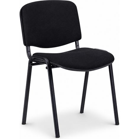 Silla Confidente Asiento Tela Acolchado Negro 53x56x86cm Estructura Epoxi Negro Mate Oficina Hosteleria Horeca - ORION91oficial® (1/4)