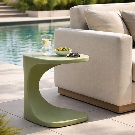 Mesa de Centro Bagan, Apta para Interior/exterior, Forma Rectangular, Color Verde, 44x54x44h cm Verde (1/5)