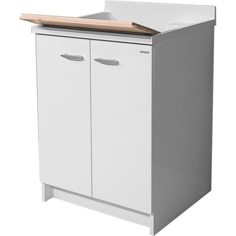 Mobile Lavatoio 60x60x85cm 2 Ante Asse in Legno Montegrappa Marella Bianco (1/5)