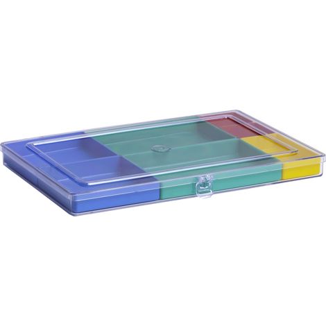 Boîte de rangement avec 7 boîtes - Boîte de rangement stable pour vis et autres petites pièces - Inserts amovibles - 22,5 x 33,5 x 3,2 cm (1/5)