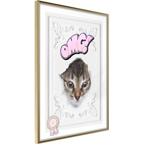 Affiche Murale Encadrée "Peek-a-Boo" 30 x 42 cm Or